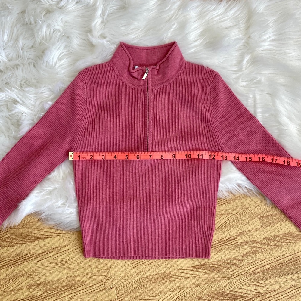 NWT J.ING Pink Basic Zip Up Sweater - Flamingo - Picture 11 of 15